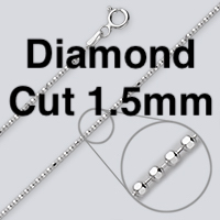 sterling silver diamond cut bead ball chain 1.5mm