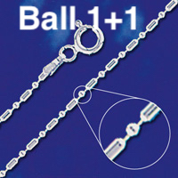 Sterling Silver Bead 1 + 1 Chain