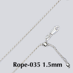 Adjustable Sterling Silver Rope Chain