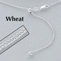 Adjustable Sterling silver wheat chain