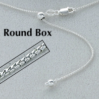Adjustable Sterling silver round box chain