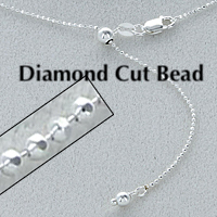 Adjustable Diamond Cut Bead Sterling Silver chain