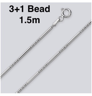 Sterling Silver 3+ 1 Beaded Chain